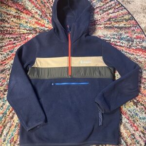 Cotopaxi Navy and Tan Jacket with Red Zipper